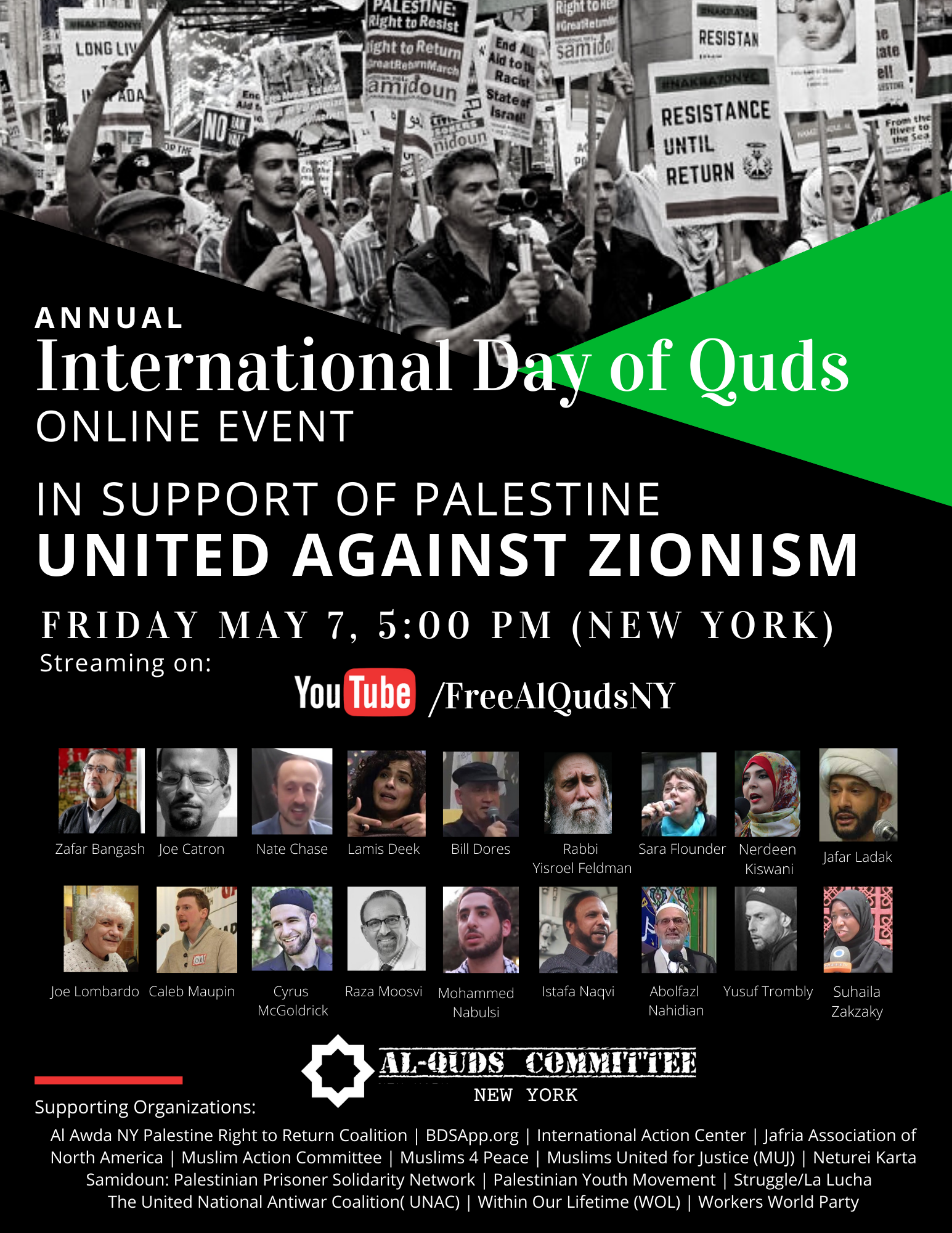 Online Event Al Quds Day NY In Support of Palestine, United Against