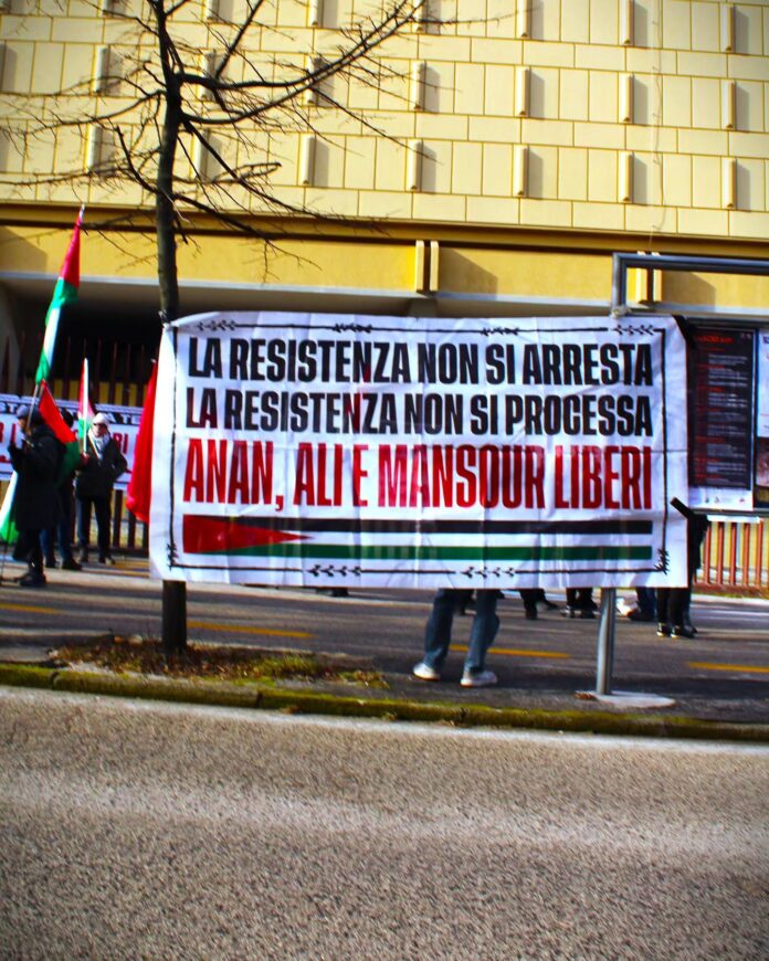 Anan Yaeesh dömd till 5 år och 6 månader; Ali och Mansour frikända – Frihet åt alla palestinska fångar i italienska fängelser!