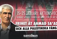 15–25 januari 2026: Delta i aktionsveckan för att befria Ahmad Sa’adat och alla palestinska fångar!