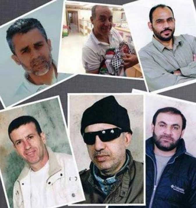 The six Palestinians whose sentences were re-imposed. Via Wattan TV