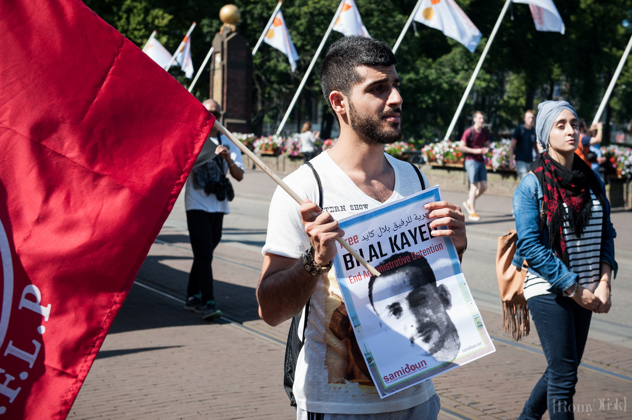 Protest for the liberation of Bilal Kayen and against the privilege for settlers, The Hague, The Netherlands.