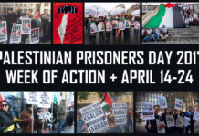 Schedule of Events: Actions around the world for Palestinian Prisoners Day 2017 Week of Action
