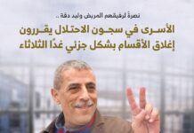 نصرةً لوليد دقة ،، الأسرى يقررون إغلاق الأقسام Foto del presos Walid Daqqa,