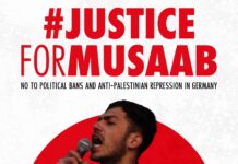 #JusticeForMusaab : Dem palästinensischen Aktivist Musaab Abu Atta wurde in Deutschland ein politisches Verbot verhängt: Cartel Campaña, Justicia para Musaab