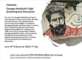 19 June, Vancouver: Fedayin: Georges Abdallah’s Fight Screening and Discussion