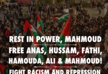 Rest in Power, Mahmoud; Free Anas, Hussam, Fathi, Hamouda, Ali and Mahmoud: Defending Palestine and Gaza in Belgium