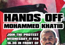11 February, Brussels: Hands off Mohammed Khatib – protest at Greek Embassy