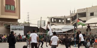 Samidoun holds volleyball tournament in Gaza with liberated prisoners to mark Palestinian Prisoners’ Day